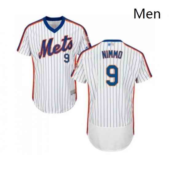 Mens New York Mets 9 Brandon Nimmo White Alternate Flex Base Authentic Collection Baseball Jersey